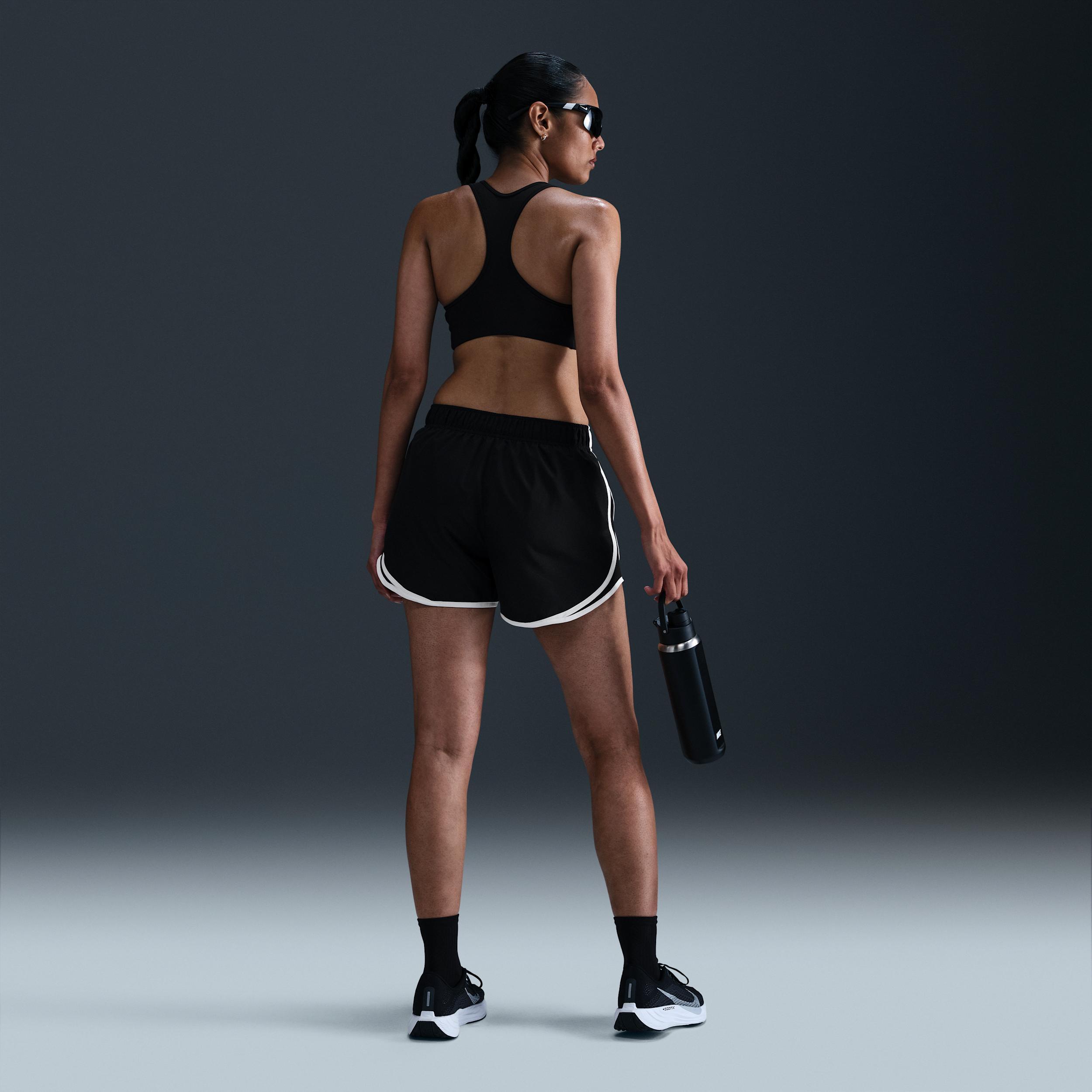 Women's Nike Tempo Dri-FIT Mid-Rise 3-in. Running Shorts, Size: Large, Black White Product Image