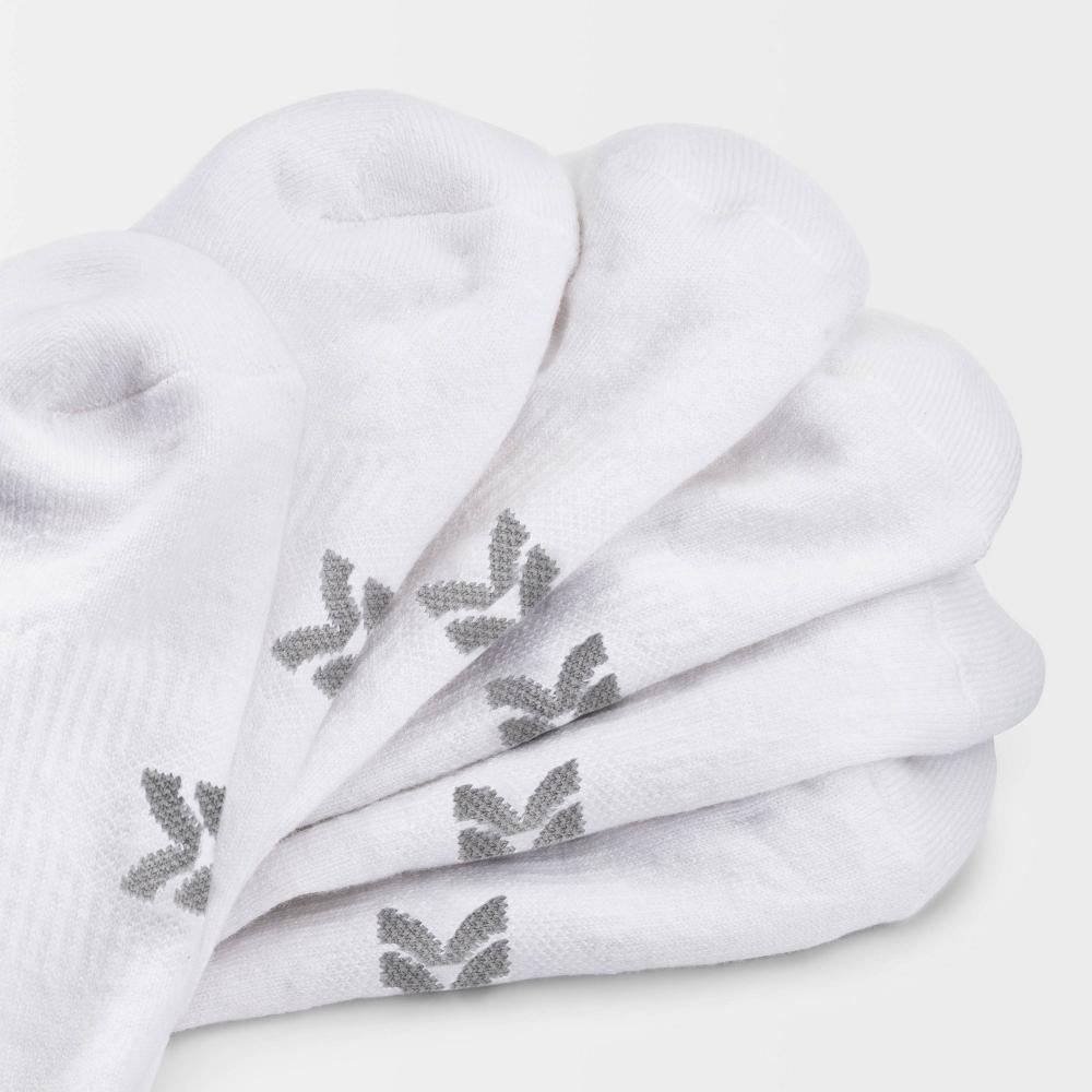 Womens Extended Size Cushioned 6pk No Show Athletic Socks - All In Motion White 8-12 Product Image