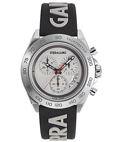 Salvatore Ferragamo Mens Urban Quartz Chronograph Two Tone Black Silicone Strap Watch Product Image