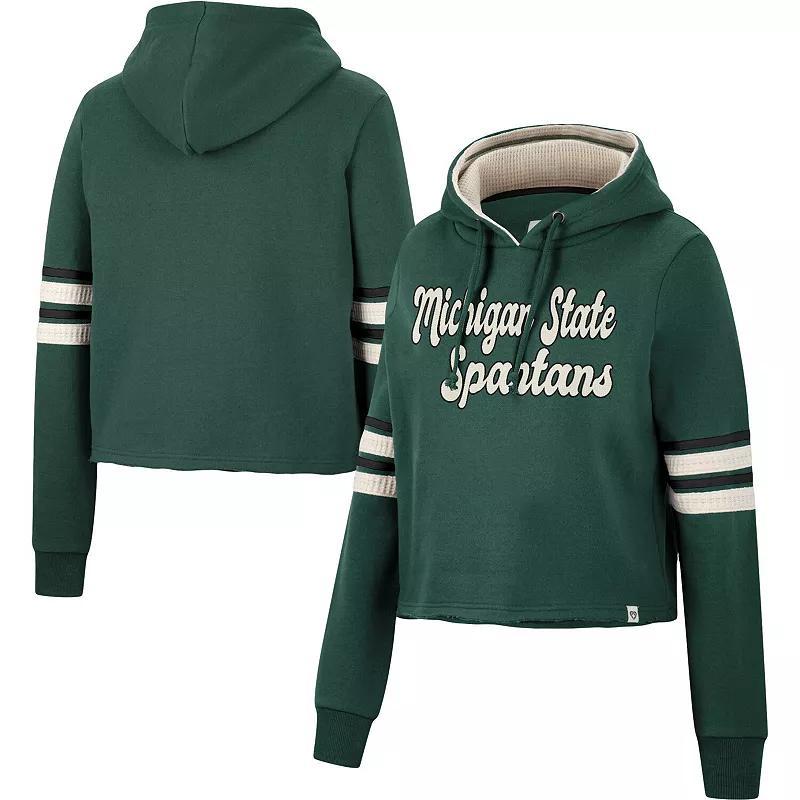 Womens Colosseum Michigan State Spartans Retro Cropped Pullover Hoodie Product Image