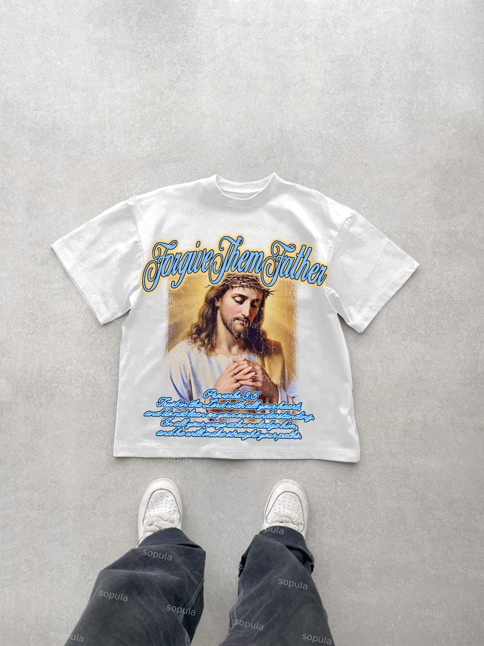 Forgive Them Father Jesus Graphic Cotton T-shirt Product Image