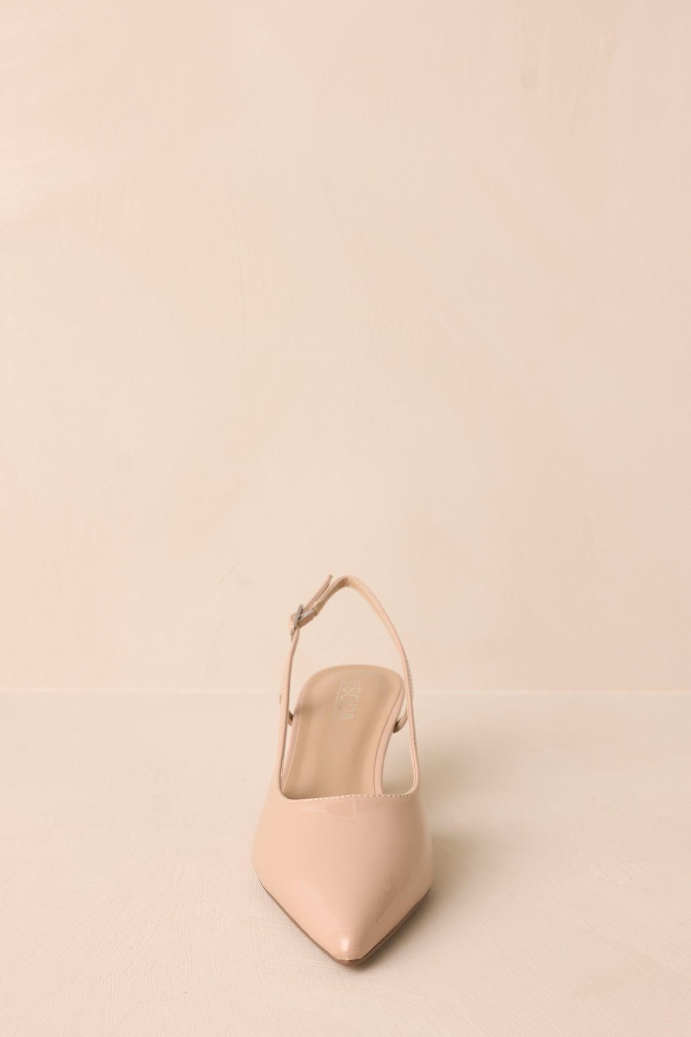 Fiercely Stunned Nude Patent Kitten Heels Product Image