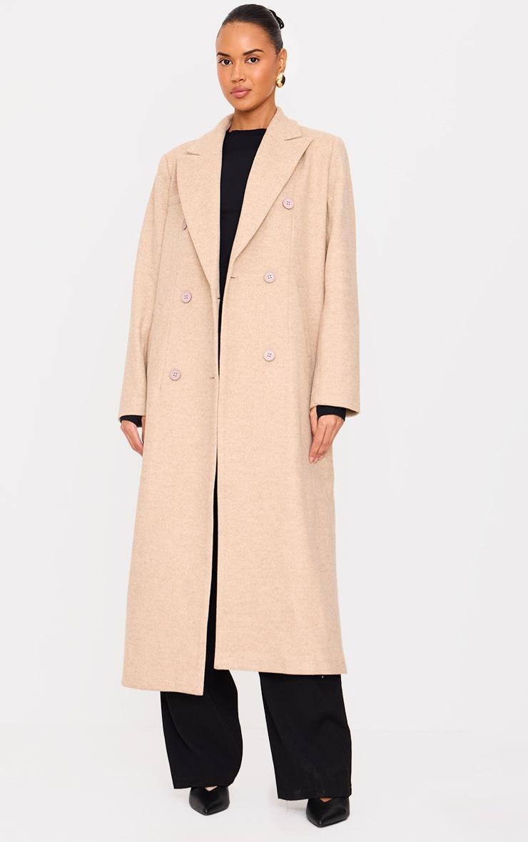 Stone Wool Look Oversized Drop Shoulder Maxi Coat Product Image