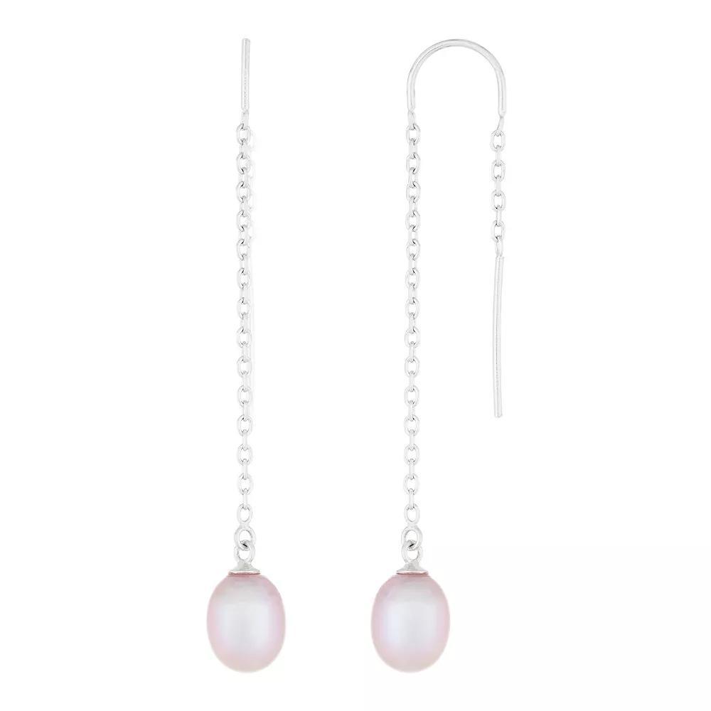 Sterling Silver Freshwater Cultured Pearl Threader Earrings, Women's, Purple Product Image