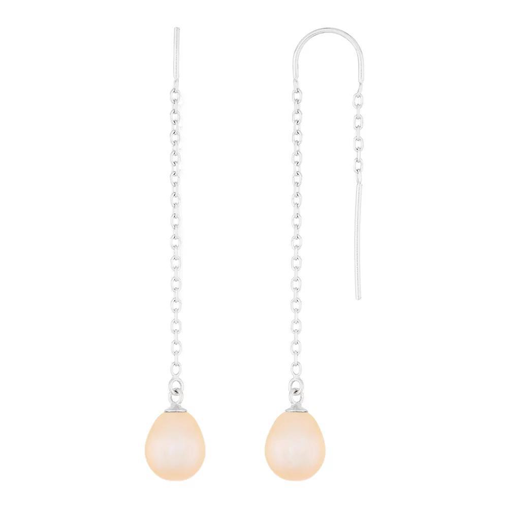 Sterling Silver Freshwater Cultured Pearl Threader Earrings, Women's, Pink Product Image