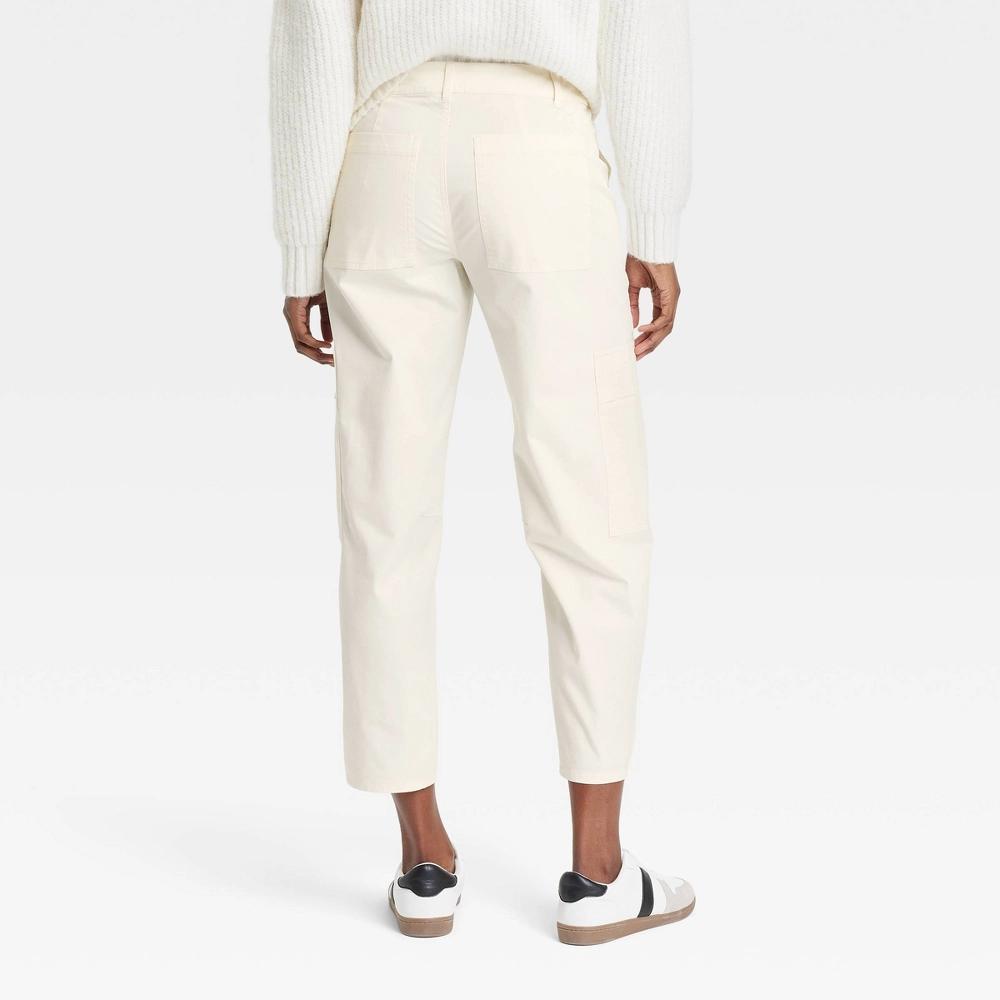 Women's Mid-Rise Barrel Leg Cargo Pants - Universal Thread™ Cream 8 Product Image