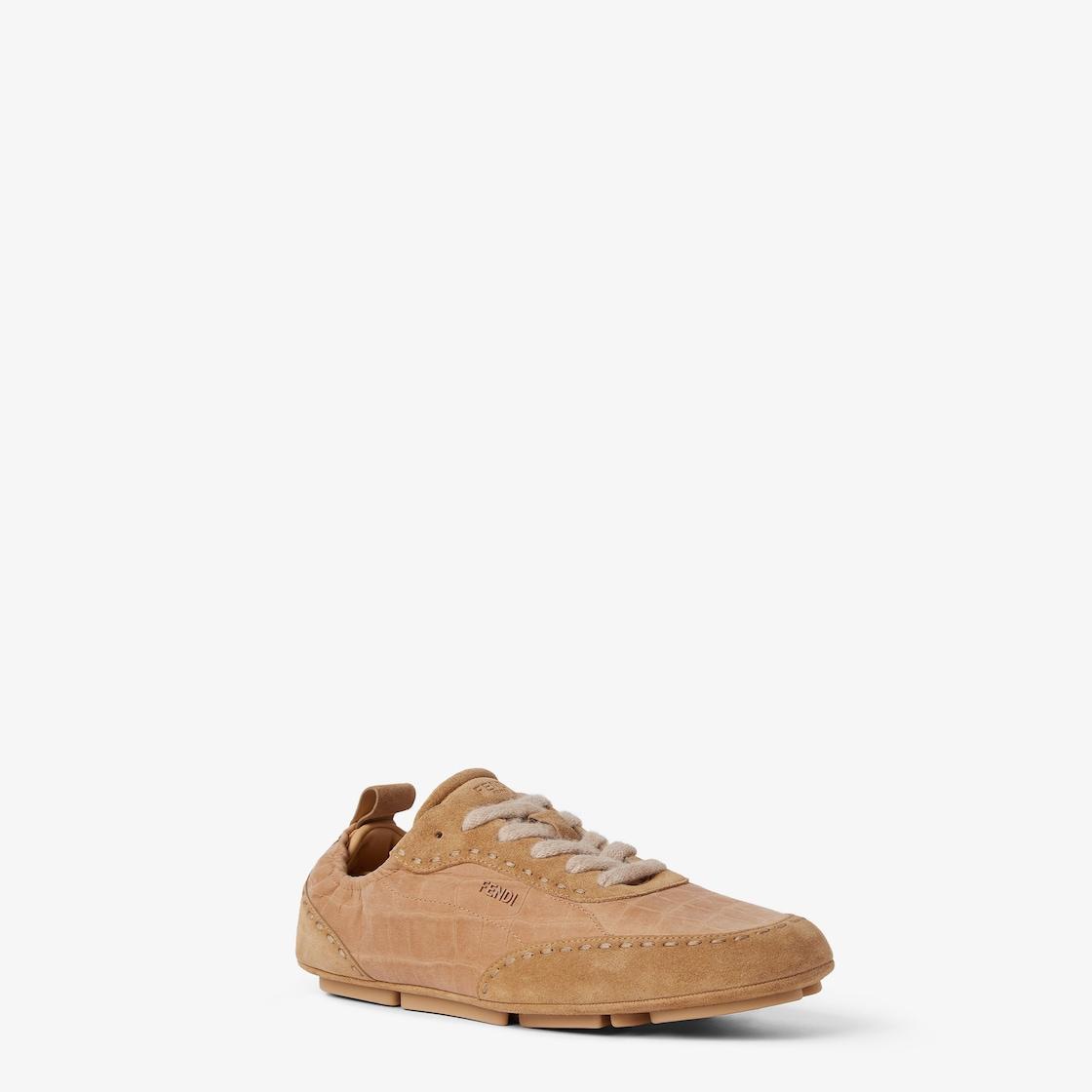 Fendi Fit sneakersBeige leather low-tops Product Image