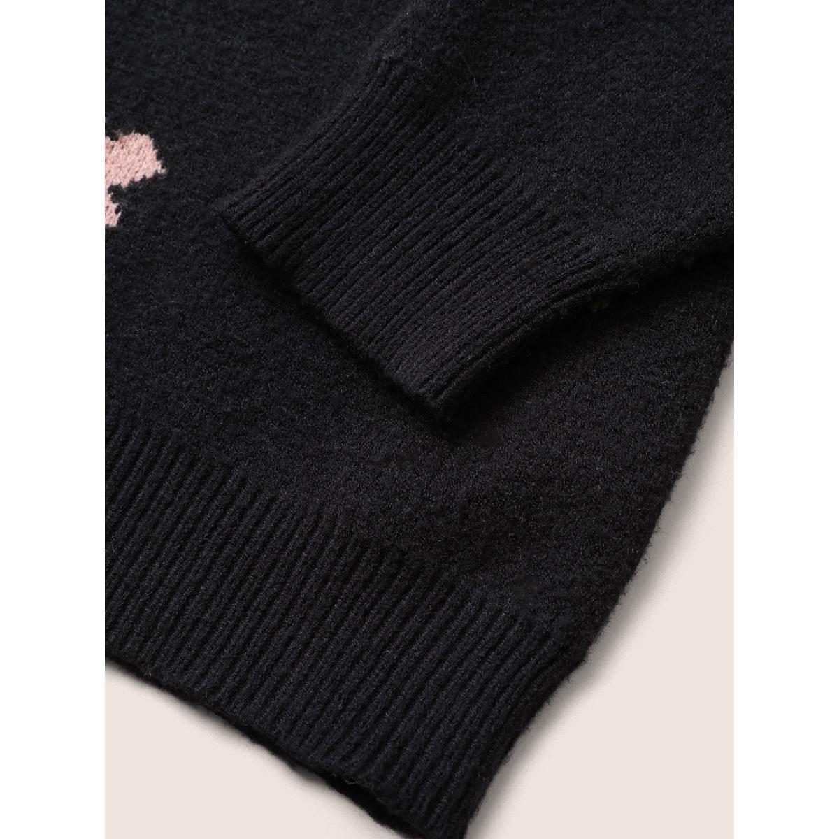 Plus Size Supersoft Essentials Colour Floral Drop Shoulder Pullover Black Women Casual Loose Long Sleeve Round Neck Everyday Pullovers BloomChic 22-24/3X Product Image