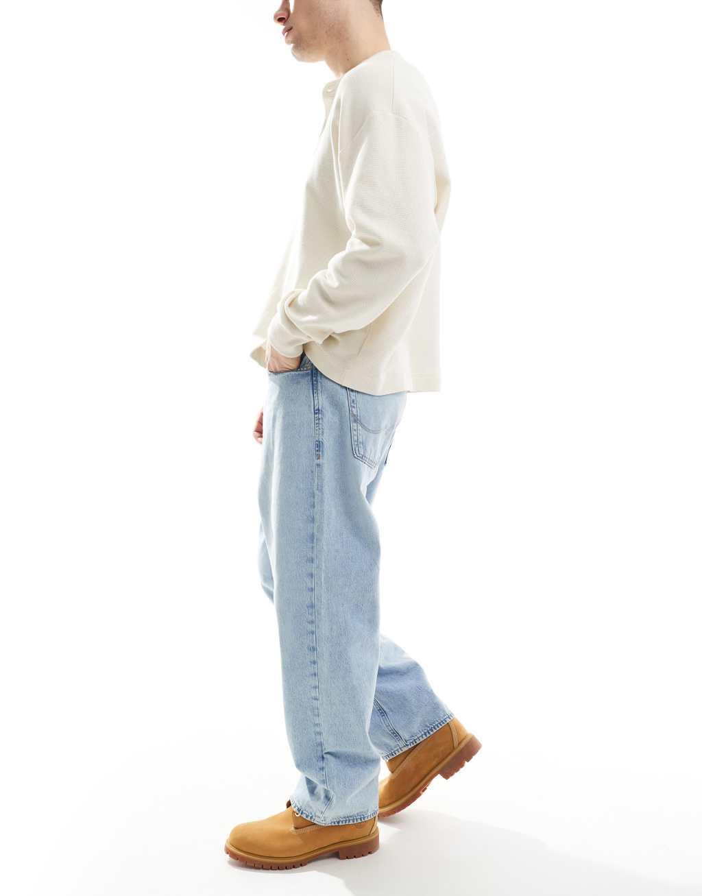 Jack & Jones alex baggy jeans in light blue wash  Product Image