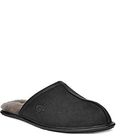 Mens Scuff Leather Mule Slippers w/ Wool Lining Product Image