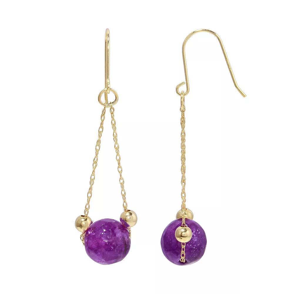 14K Gold Cultured Freshwater Pearl Dangle Earrings, Women's, Purple Product Image