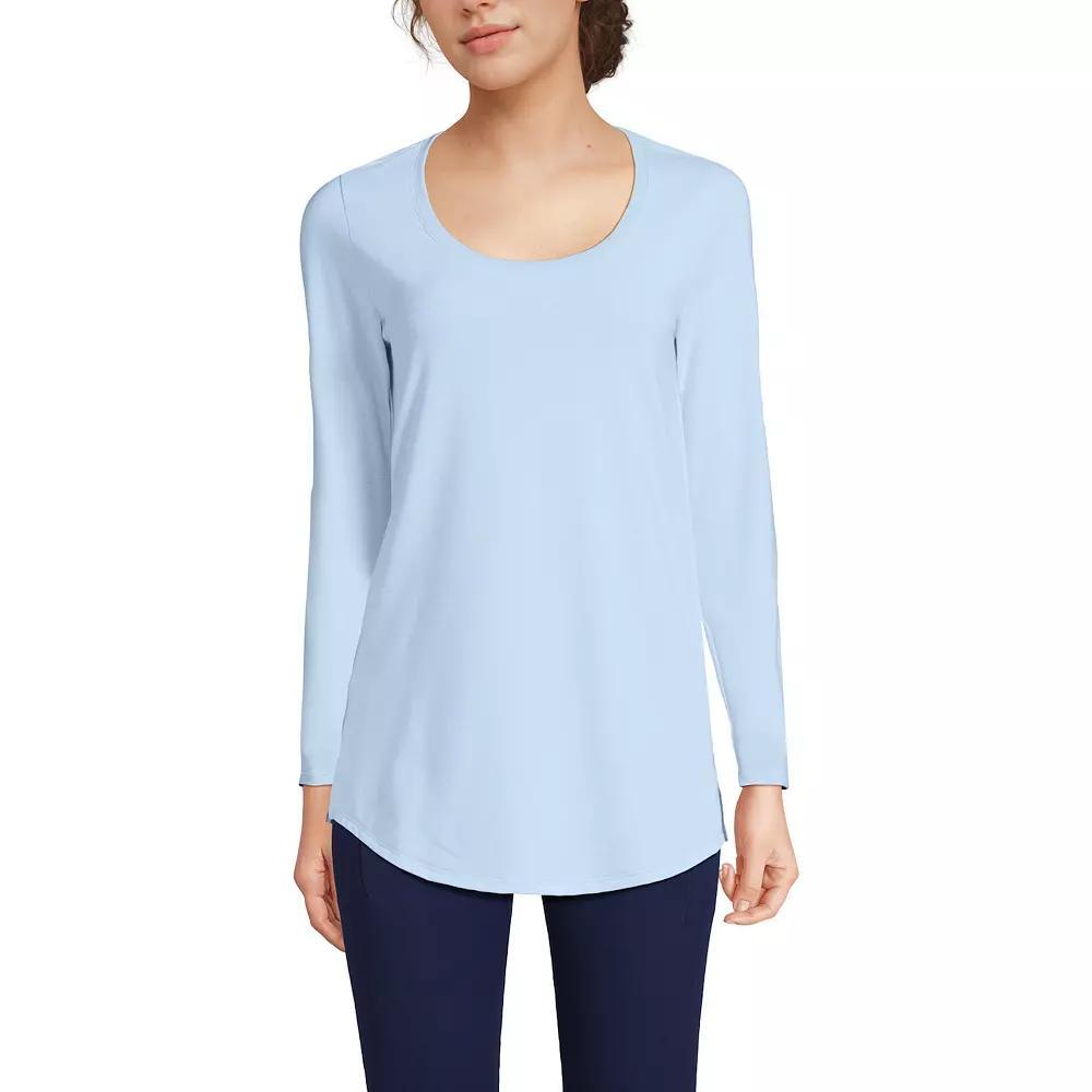 Women's Lands' End Long Sleeve Power Performance Scoop Neck Tunic Tee, Size: XL, Blue Pinstripe Product Image