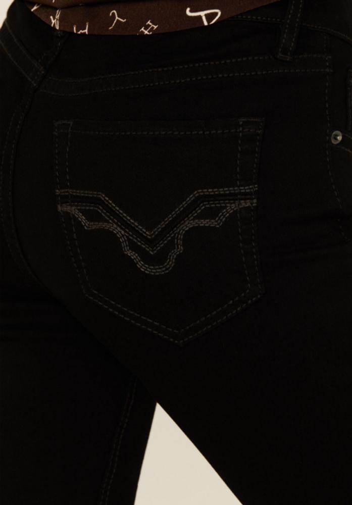 SALE Rock & Roll Denim® Ladies' Black MR Boot Cut Stretch Jeans Product Image