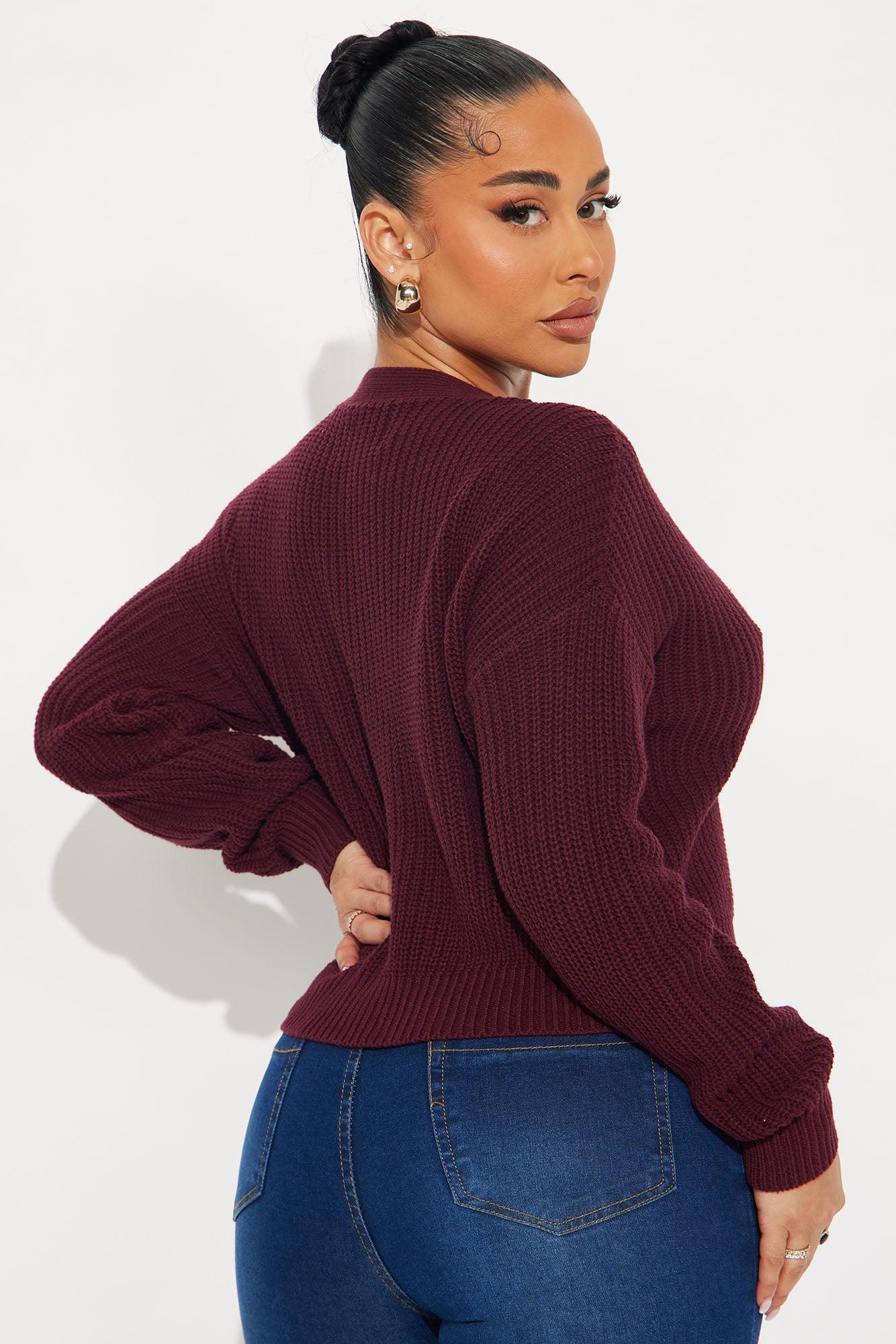 All About The Details Cardigan - Burgundy Product Image