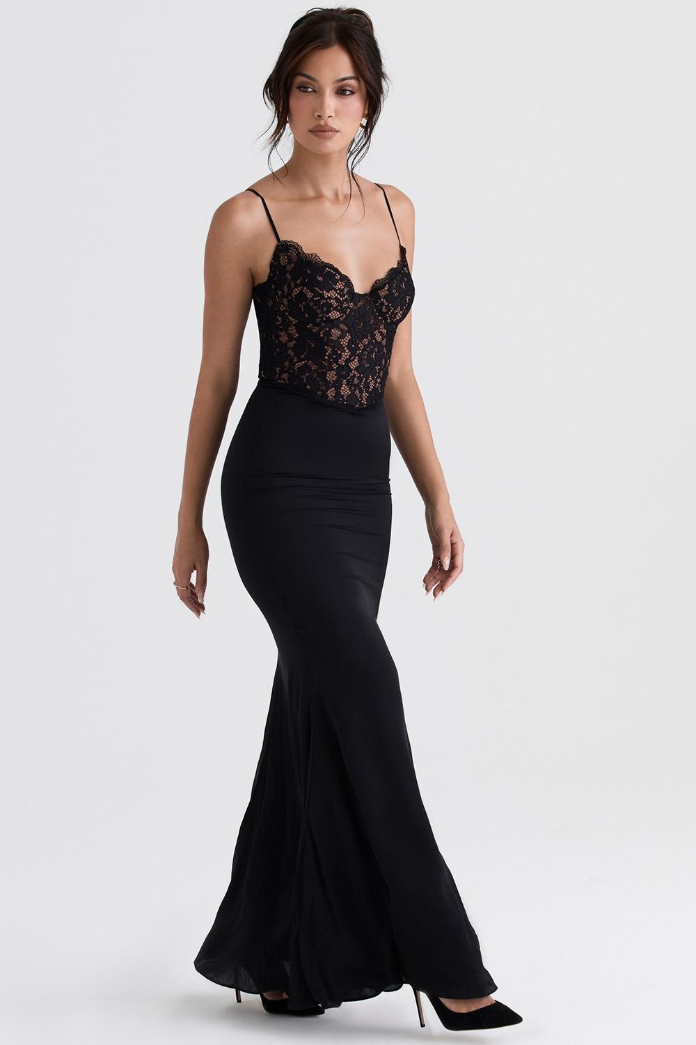 Cara Black Corset Maxi Dress Product Image