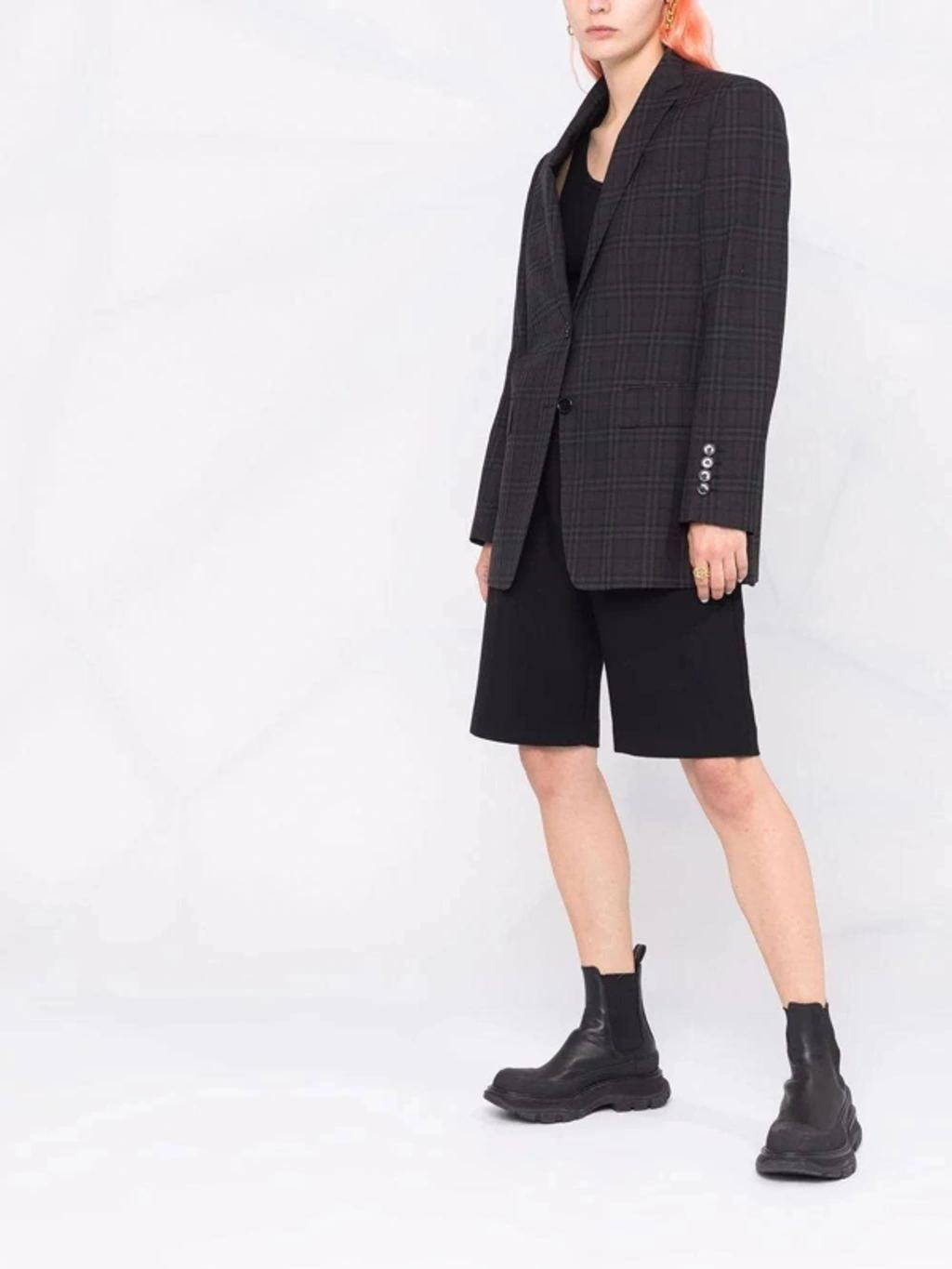 BURBERRY Grey Check Pattern Blazer Jacket In Black Product Image