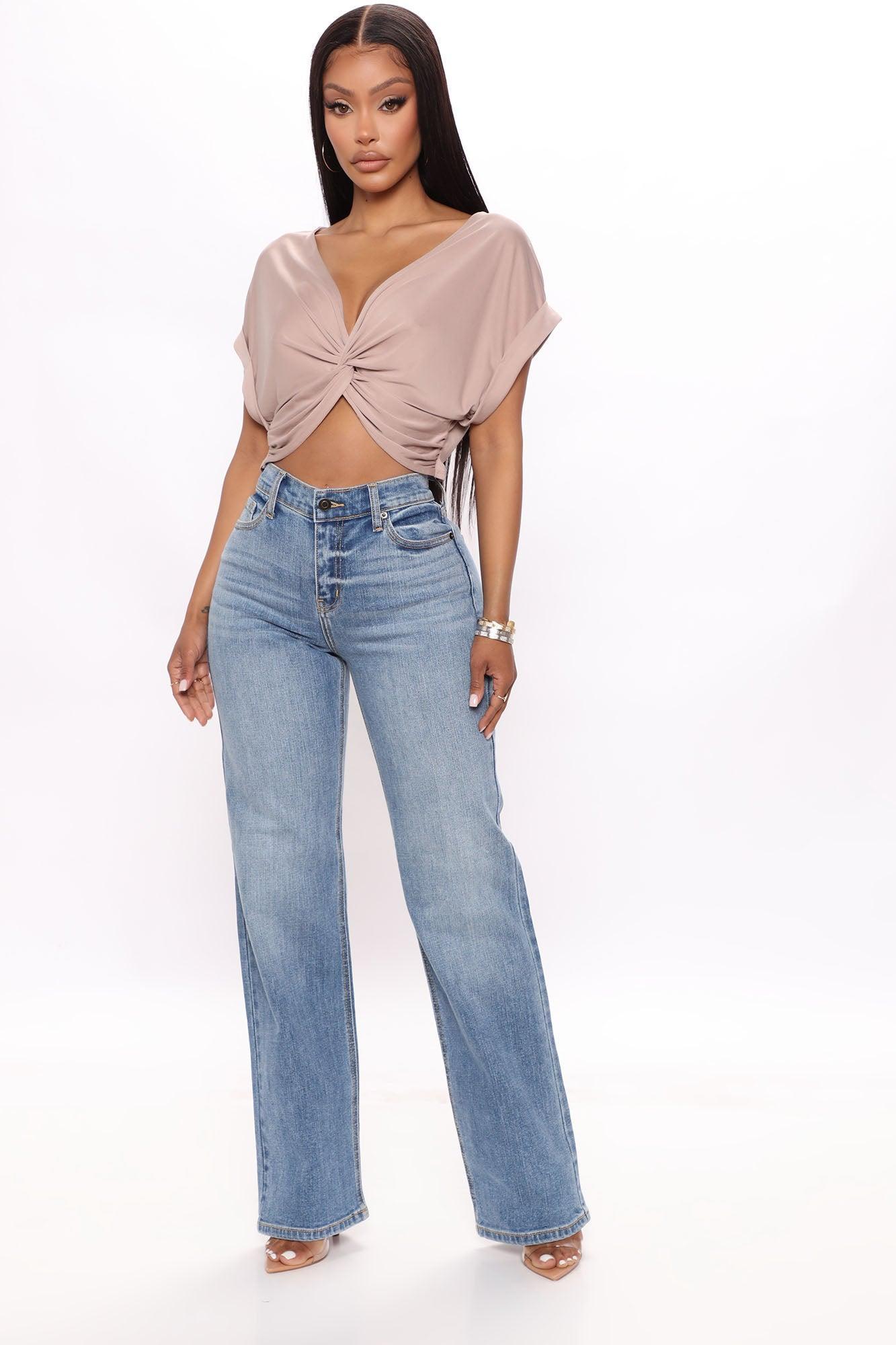 Be Authentic Slouchy Stretch Straight Leg Jeans - Medium Blue Wash Product Image