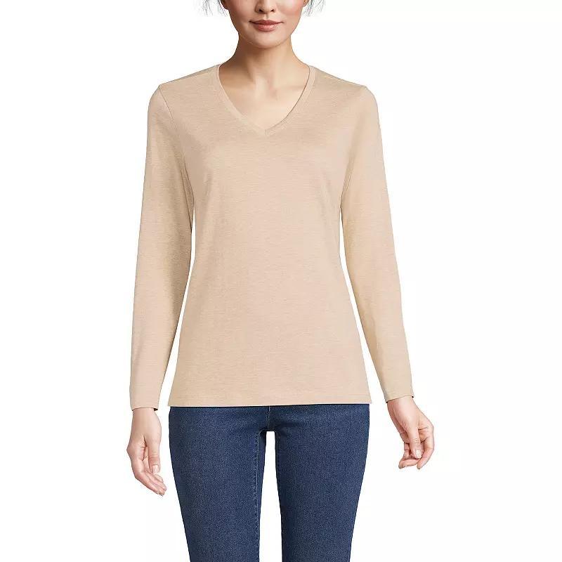 Petite Lands End Supima Cotton Relaxed V-Neck Tee, Womens Product Image