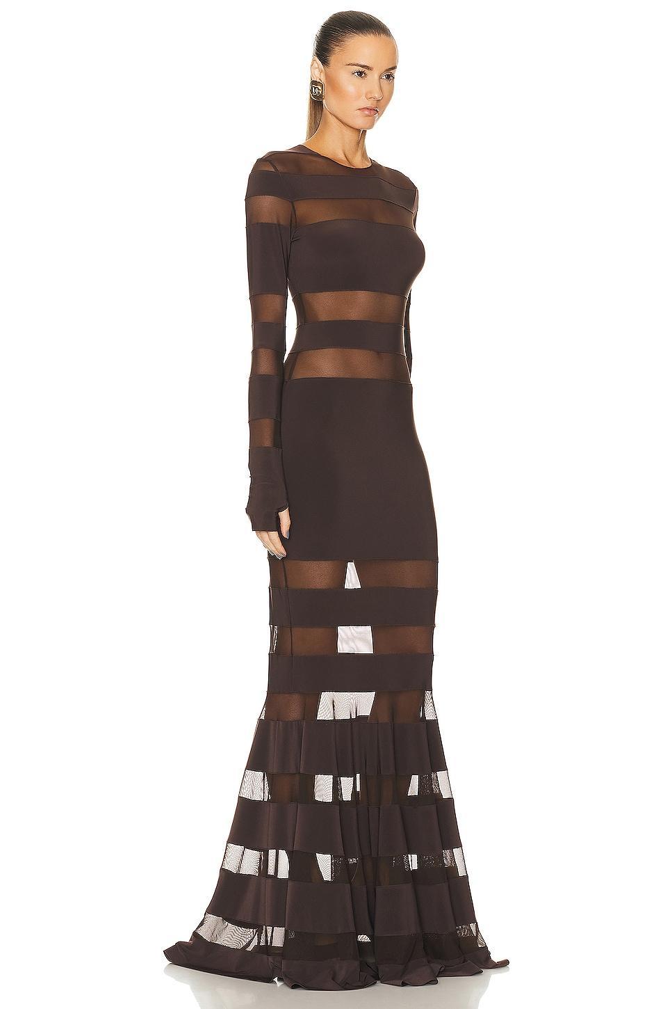 Norma Kamali Spliced Dress Fishtail Gown in Brown Product Image