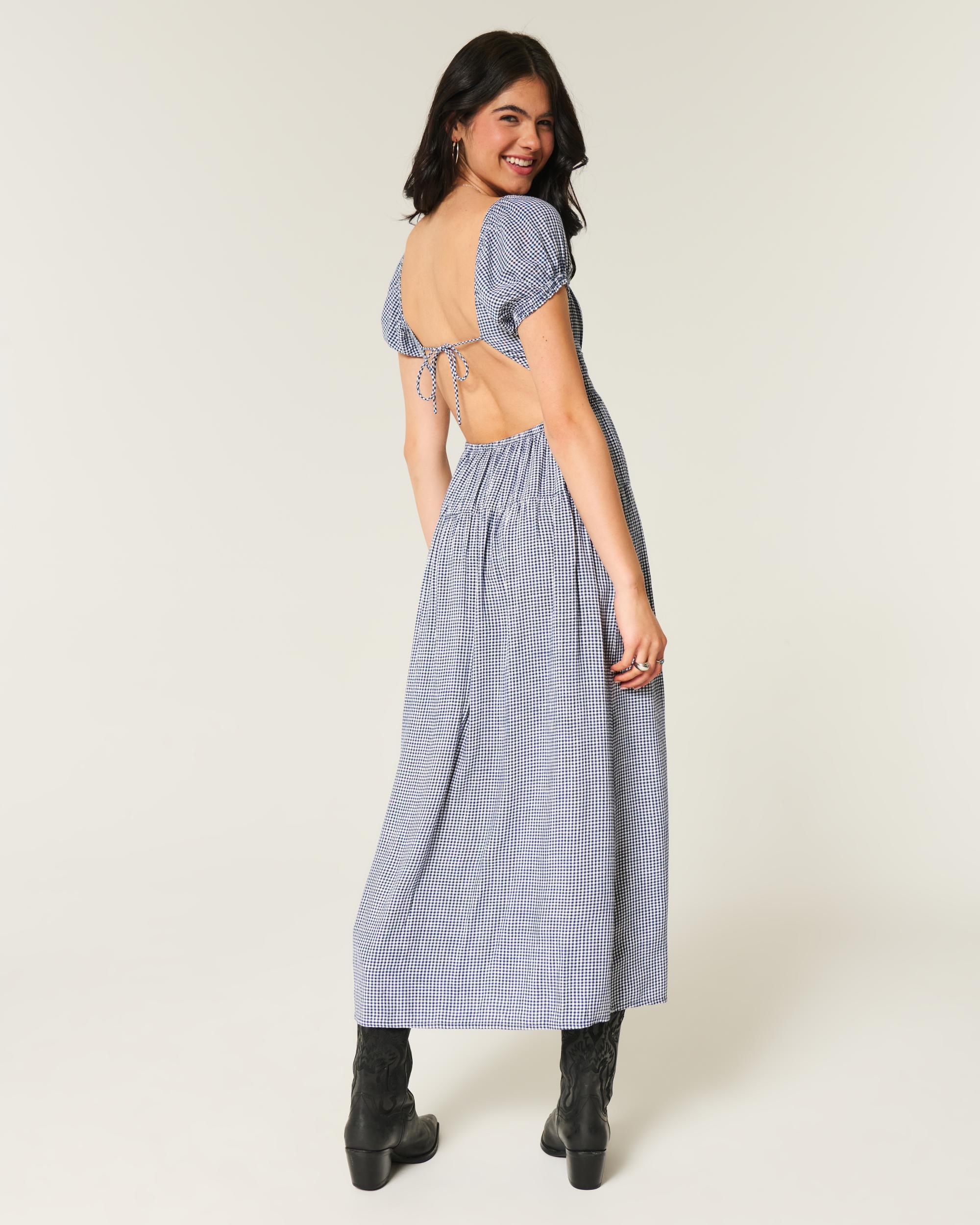 Short-Sleeve Open-Back Maxi Dress Product Image