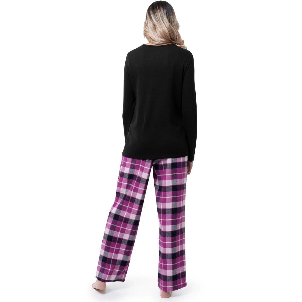 Fruit of the Loom Women's Long Sleeve Waffle Crew Top and Flannel Bottom Pajama Set, Sizes S-4X Product Image