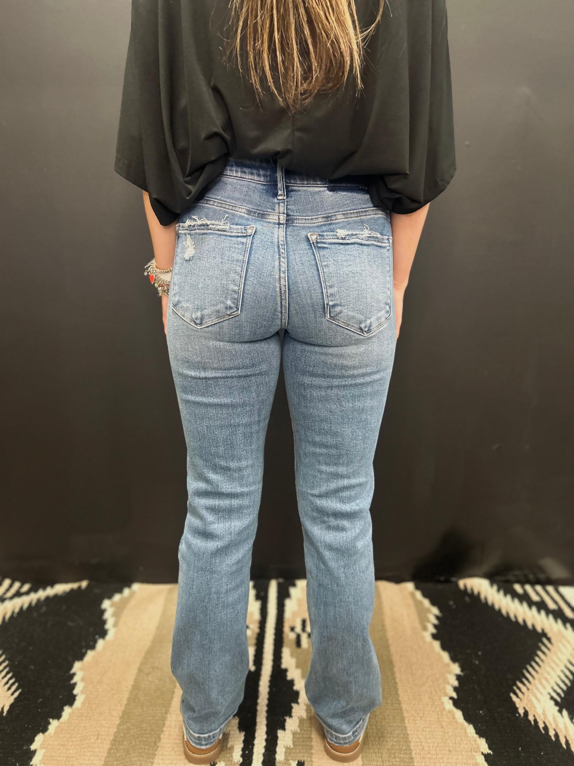 Risen Mid Rise Straight Leg Jeans Product Image
