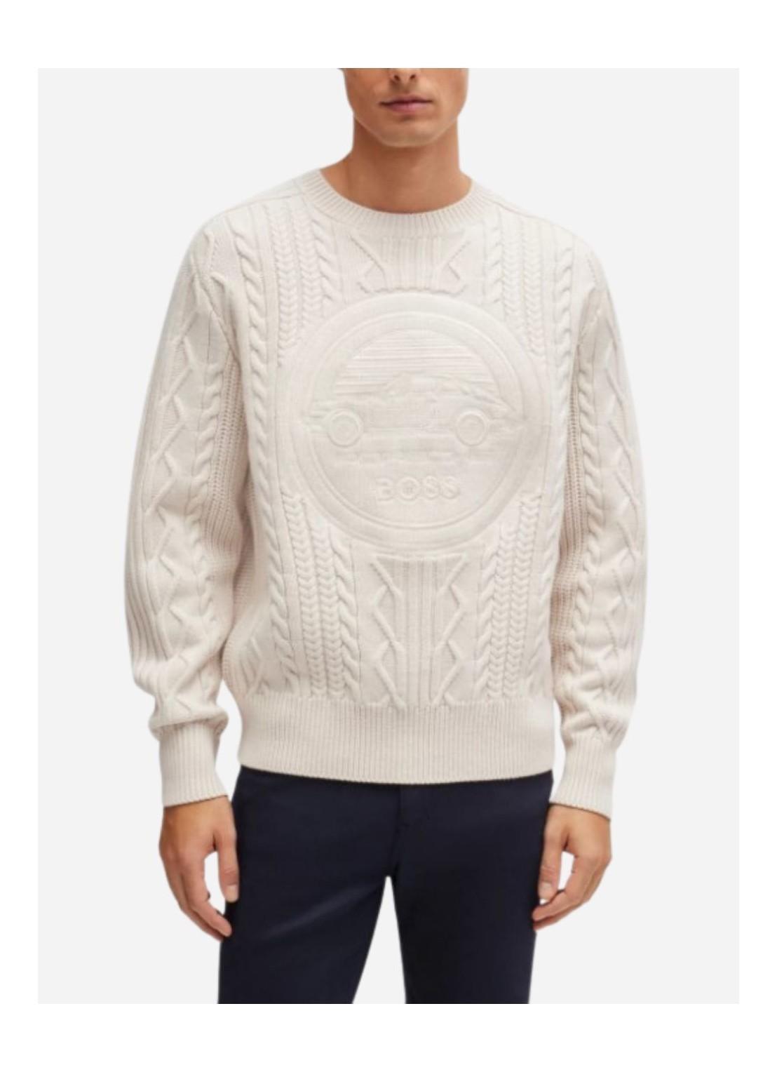HUGO BOSS Long-sleeved Sweater In Nude Product Image