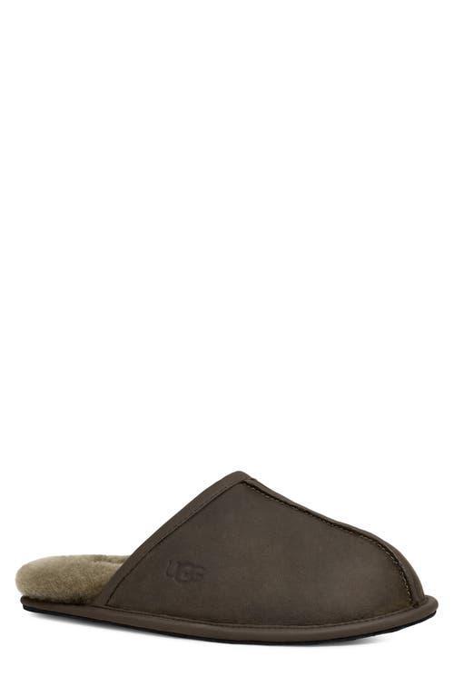 Mens Scuff Leather Mule Slippers w/ Wool Lining Product Image