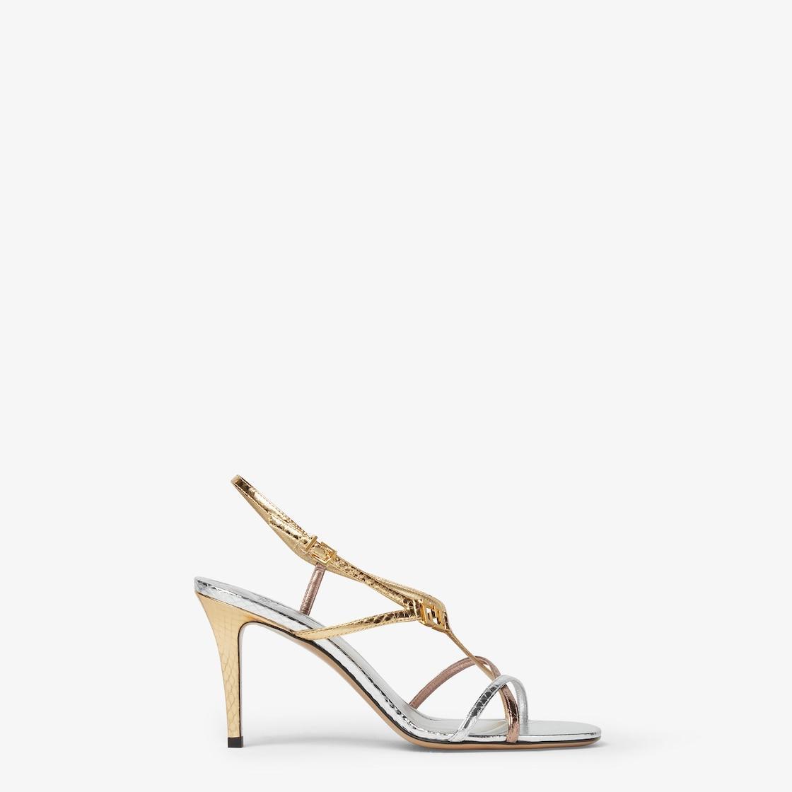 Fendi FFoldMulticolor metallic ayers high-heeled sandals Product Image