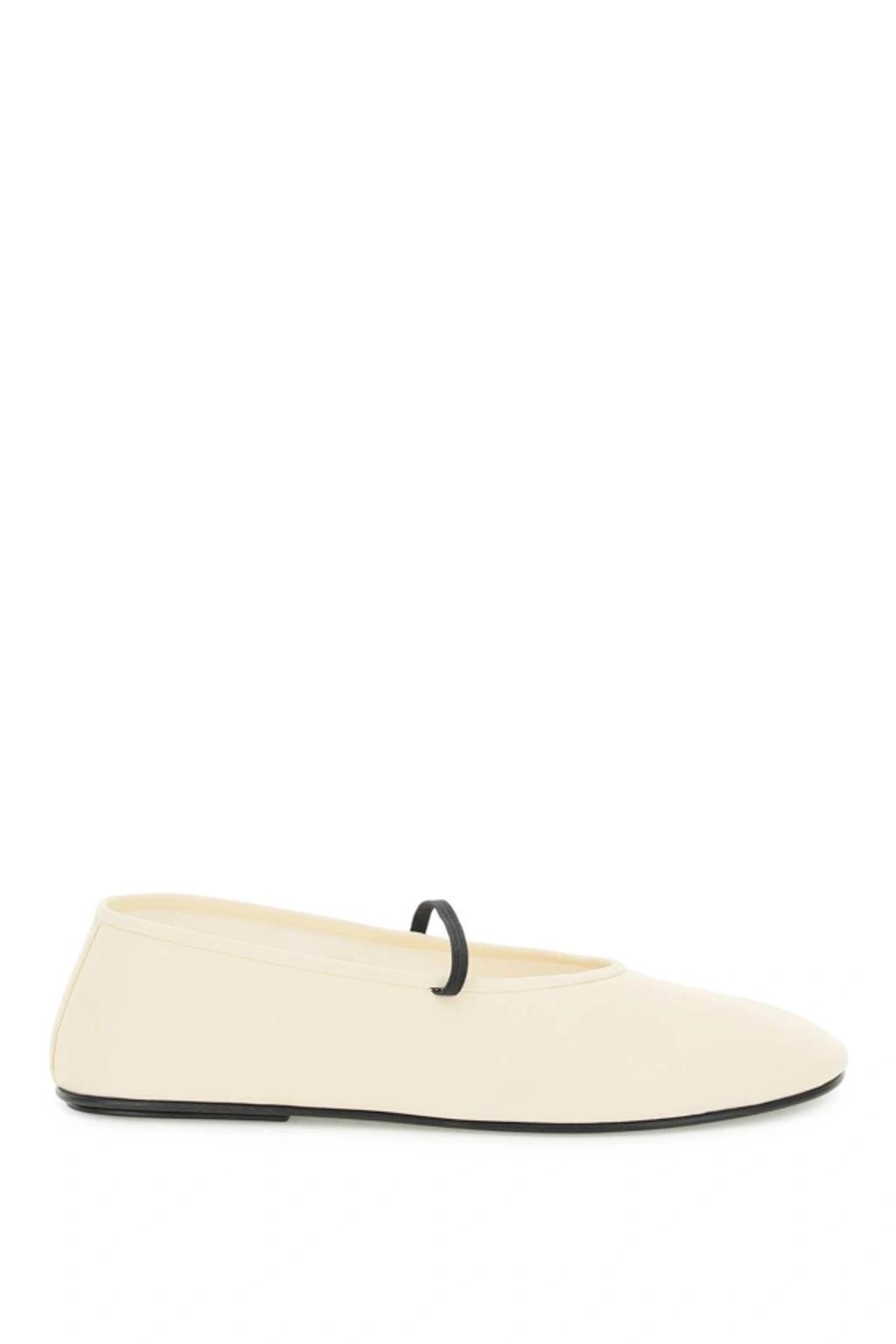 Leather Ballet Flats In White Product Image