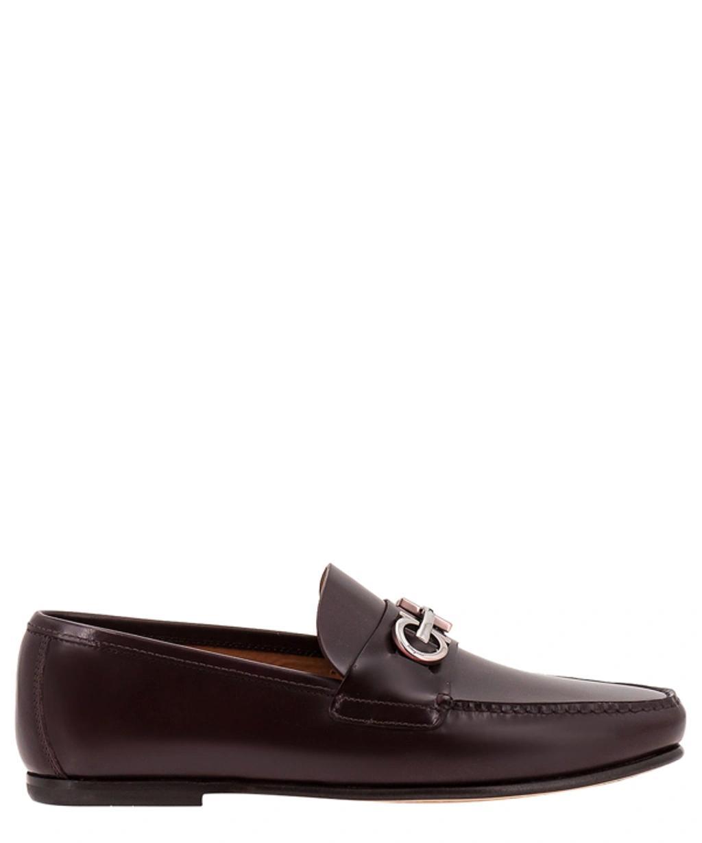 FERRAGAMO Burgundy Galileo Loafers In Red Product Image
