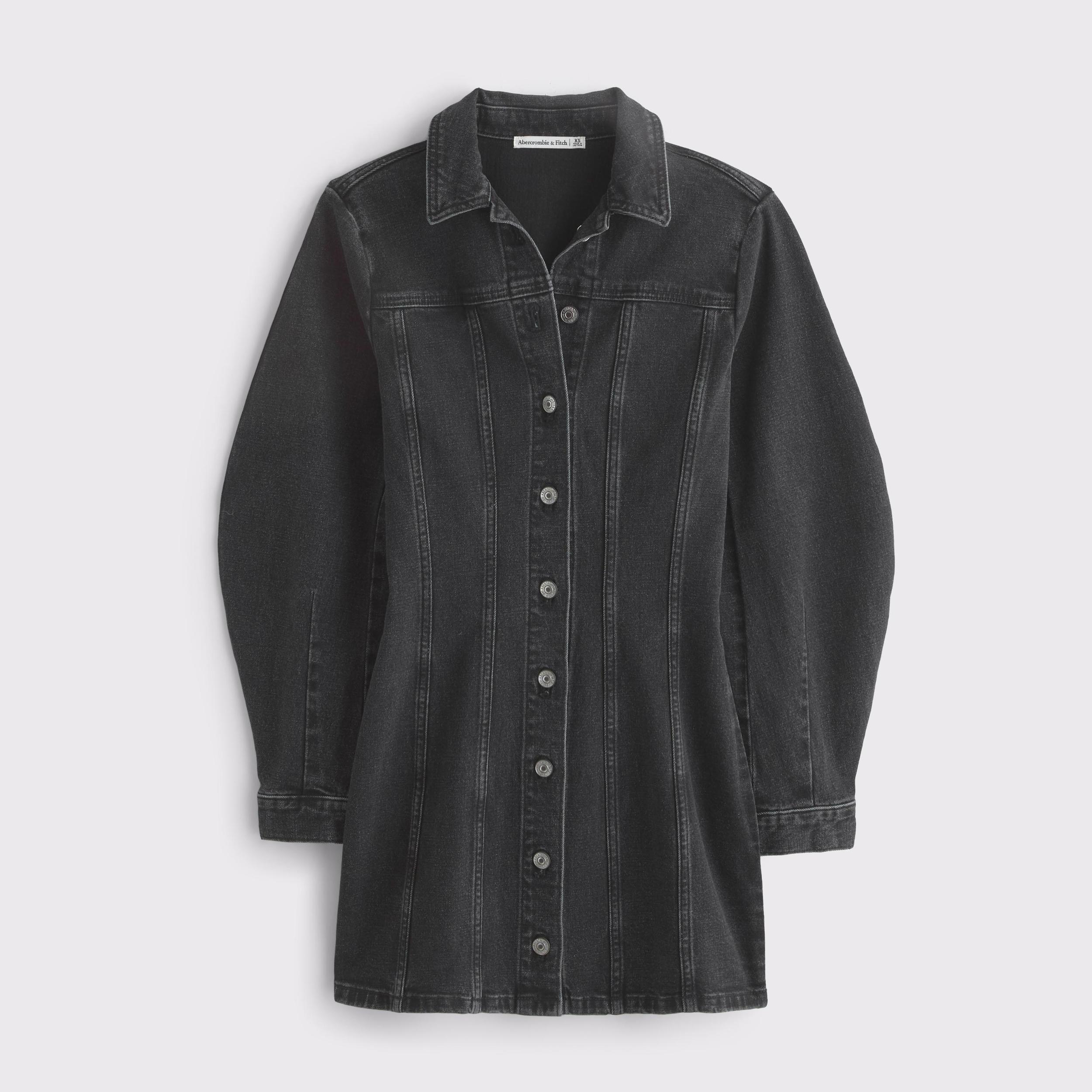 Barrel Sleeve Denim Shirt Dress Product Image