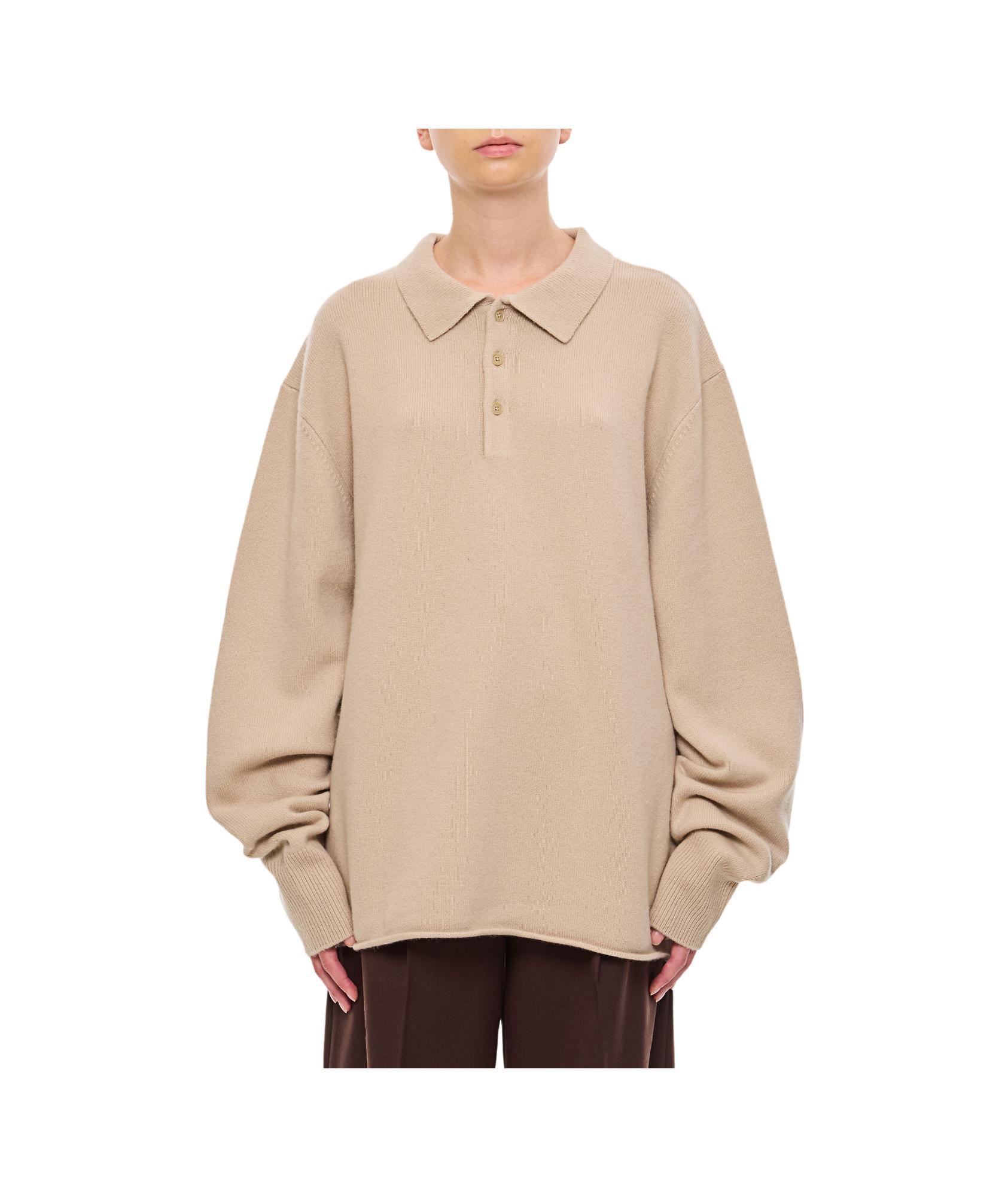EXTREME CASHMERE Long-sleeved Polo Sweater In Nude Product Image