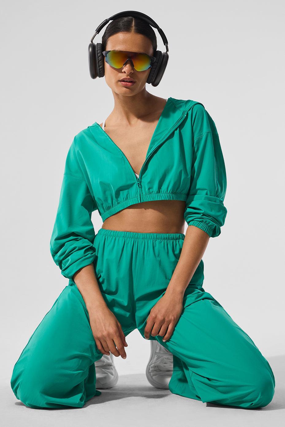 Cropped Breezy Full-Zip Hoodie - Spruce Green Product Image
