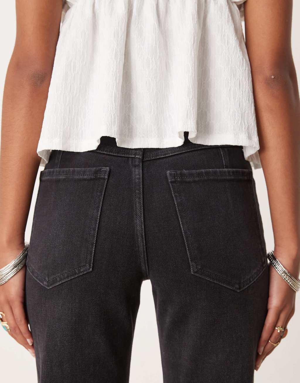 Free People Sabine relaxed straight leg belted jeans in washed black Product Image