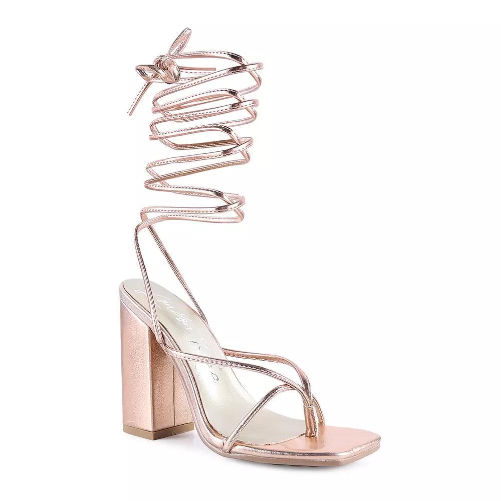 London Rag Shewolf Women's Lace-Up High Heel Sandals, Size: 7, Rose Gold Product Image