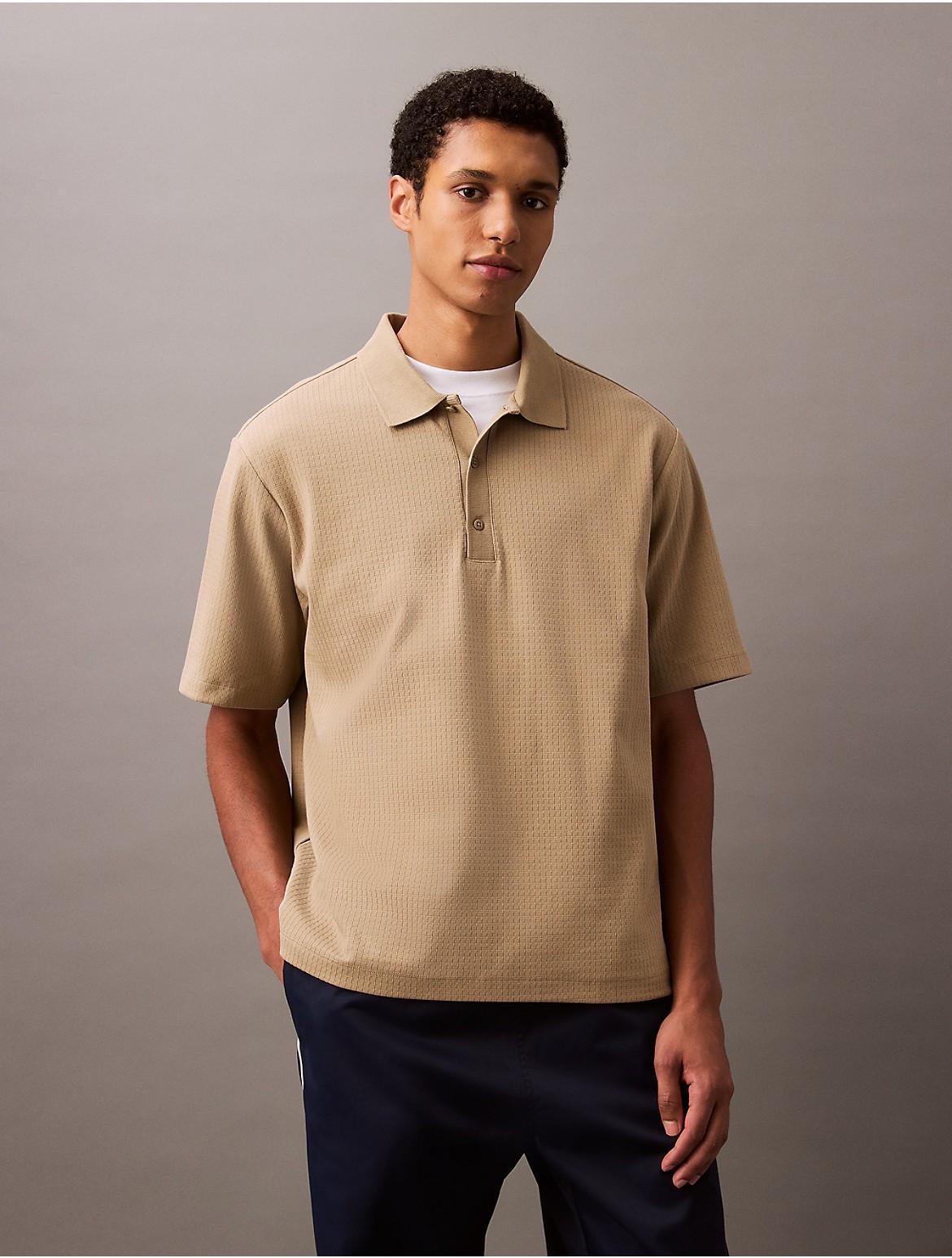 Calvin Klein Men's Chainstitch Relaxed Polo Shirt - Brown - XS Product Image