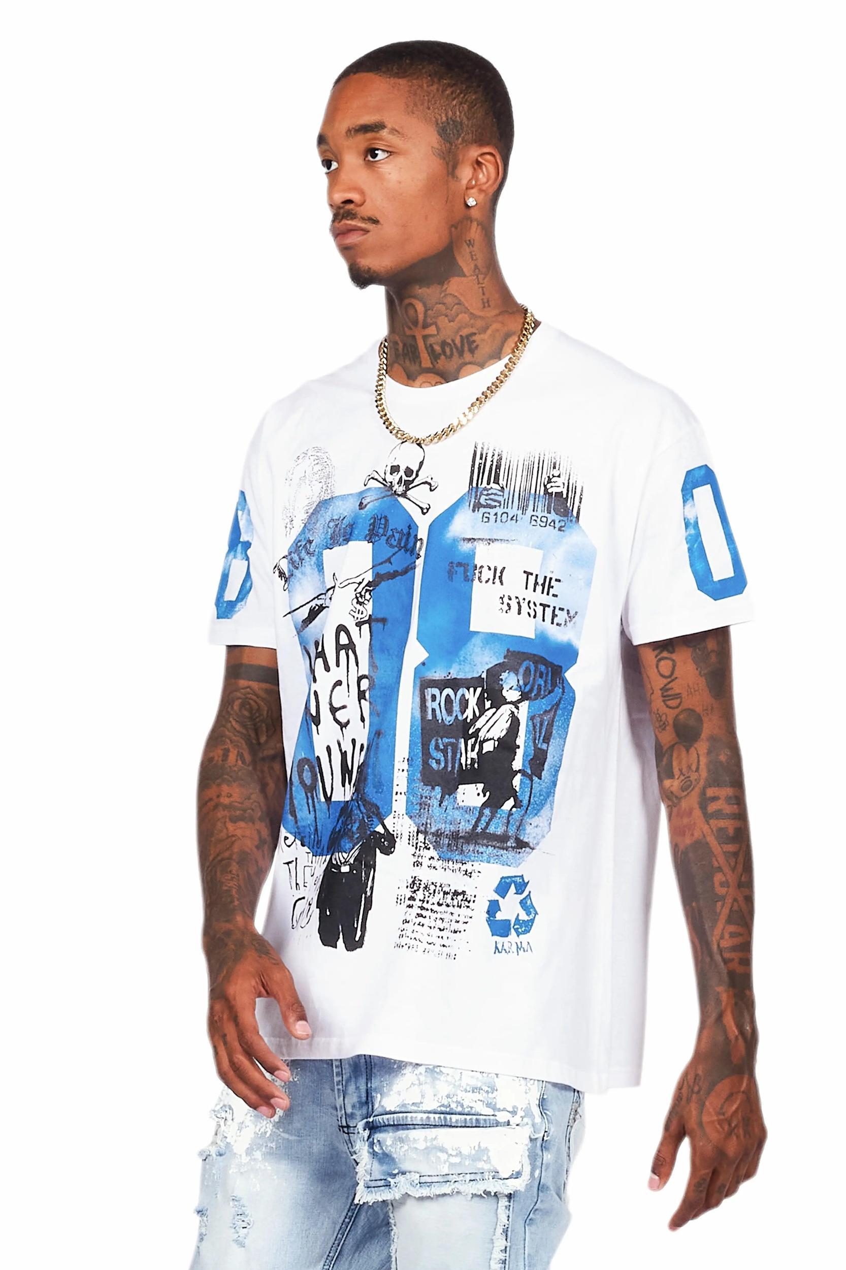 Kammile White/Blue Oversized T-Shirt Female Product Image