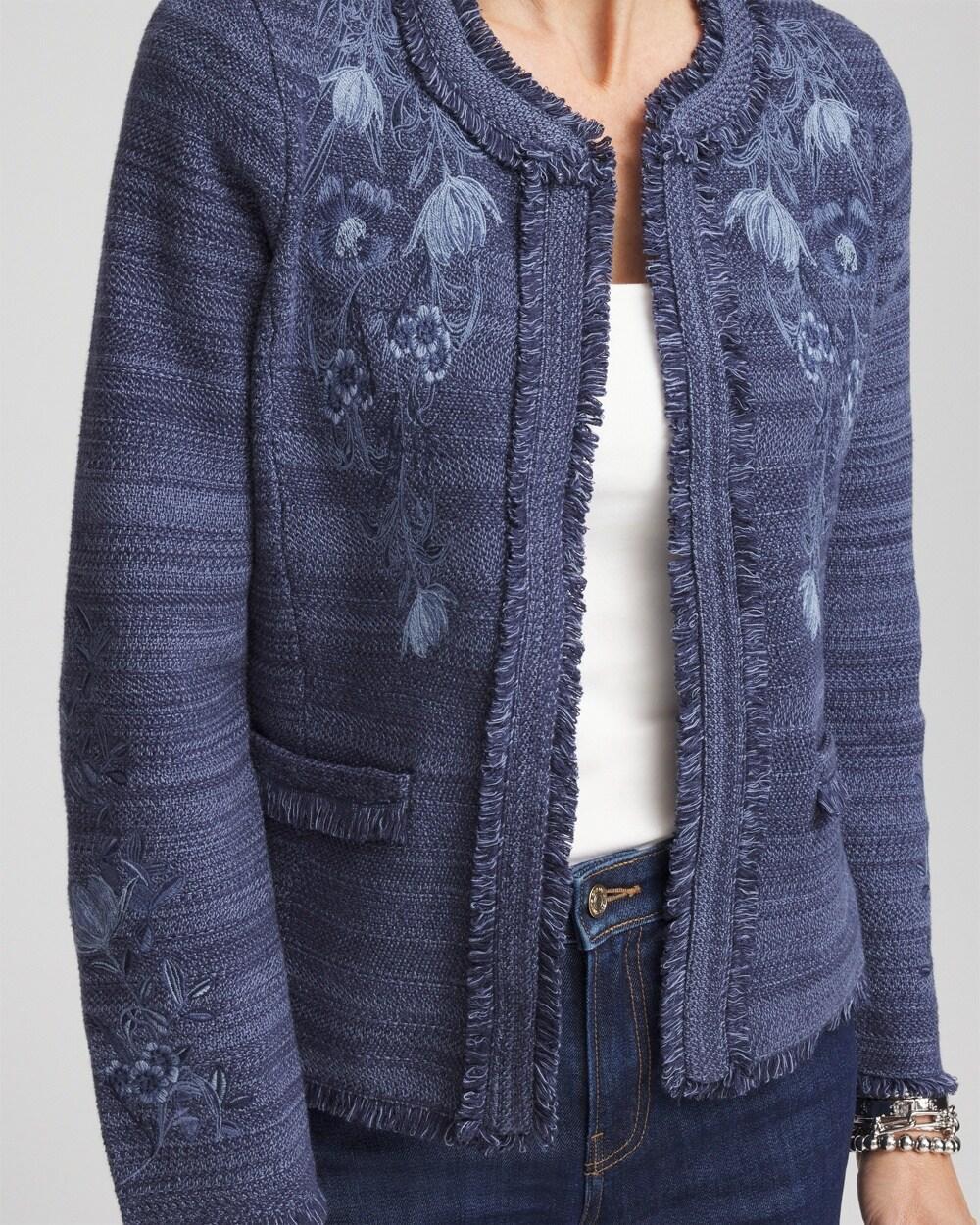 Embroidered Denim Cardigan Product Image