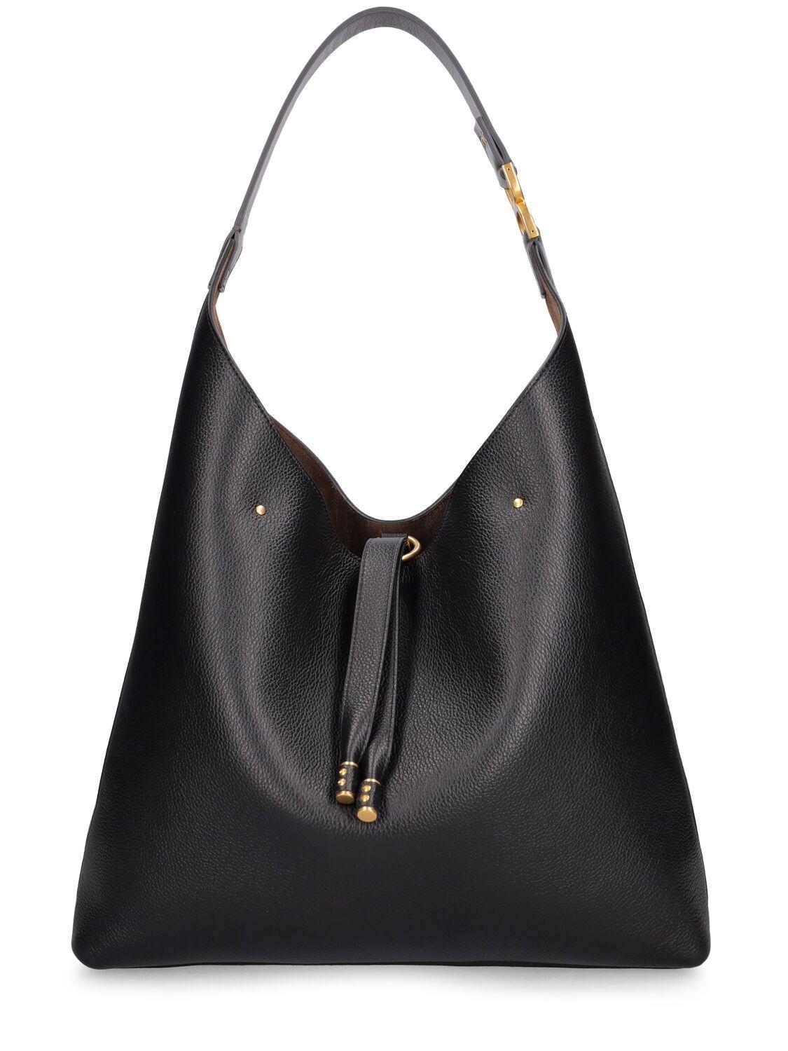 CHLOÉ Small Marcie Leather Tote Bag In Black Product Image