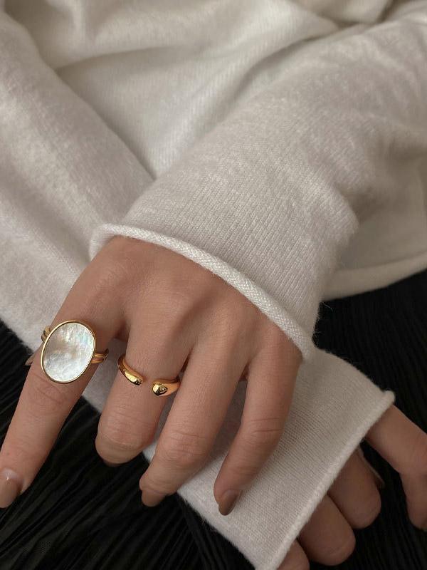Adjustable Mother-Of-Pearl Geometric Rings Accessories Product Image