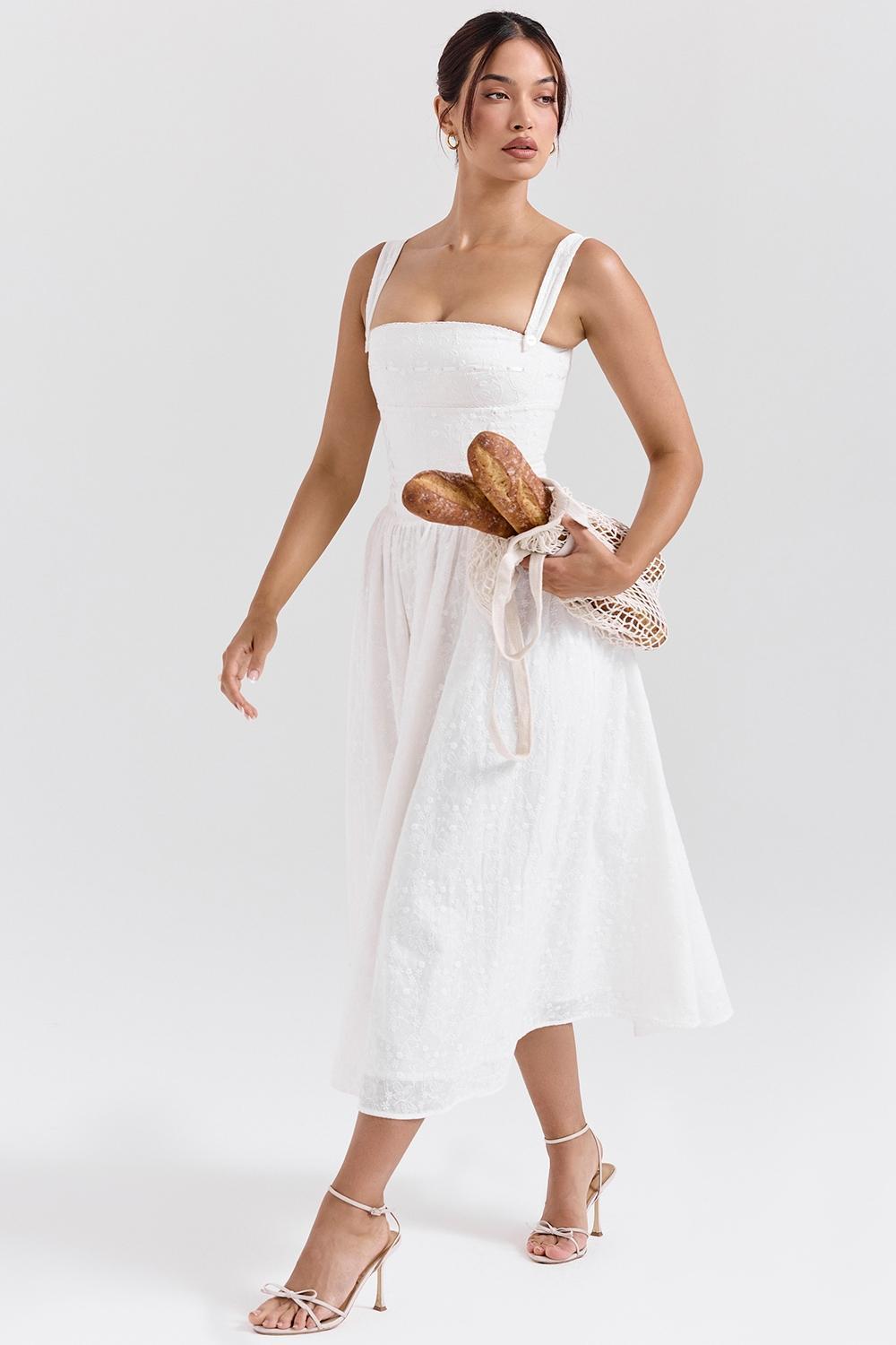 Vivien White Broderie Anglais Midi Sundress Product Image