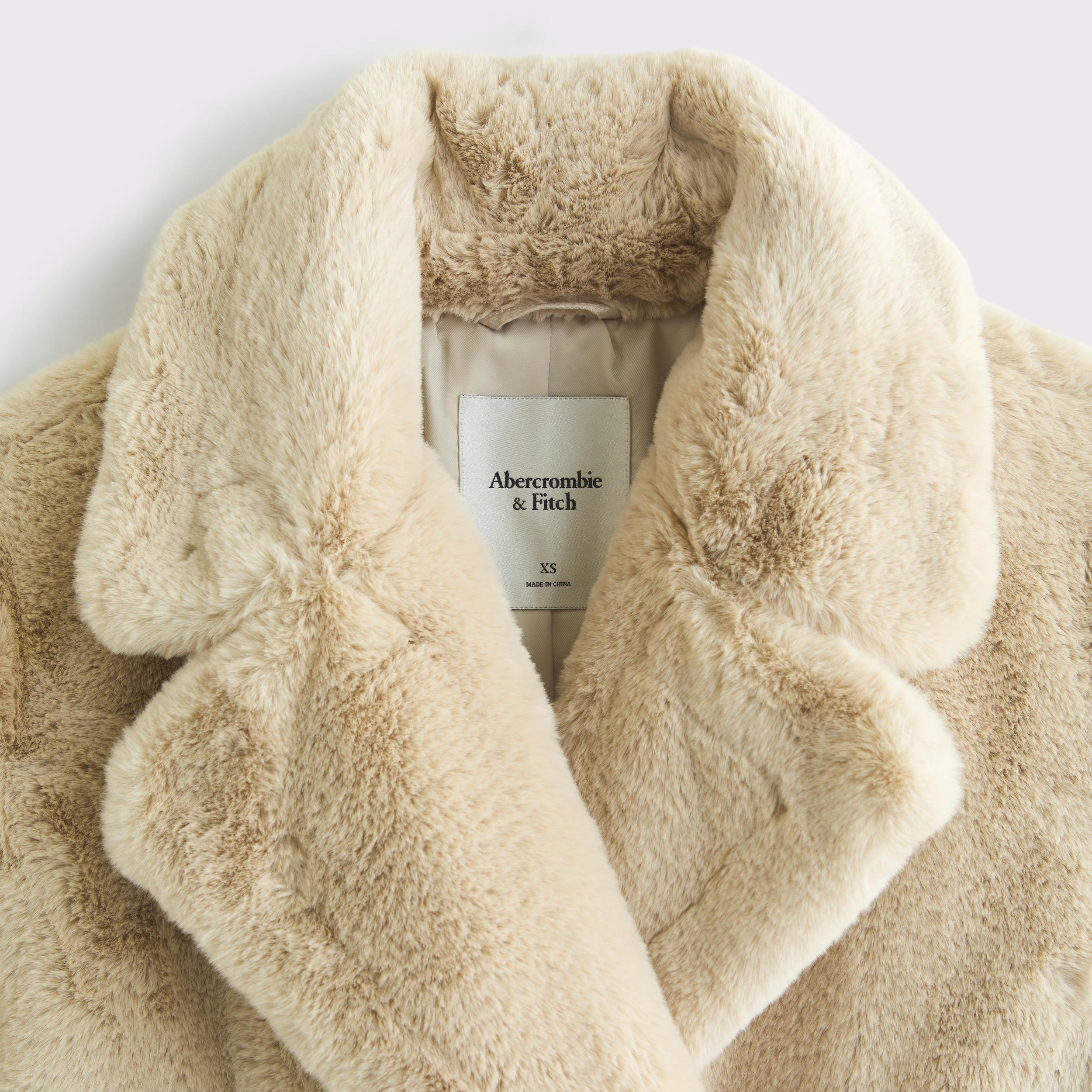 Double-Breasted Faux Fur Coat Product Image