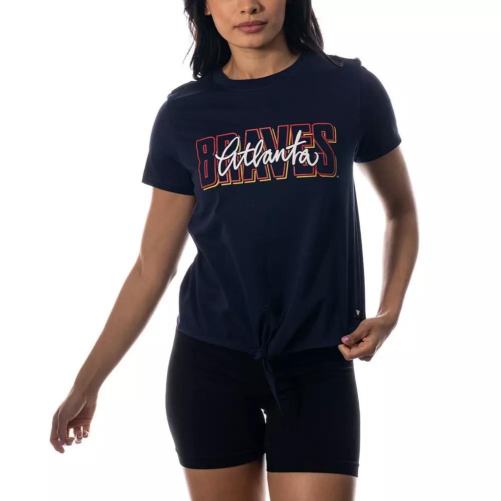 Women's The Wild Collective Navy Atlanta Braves Twist Front T-Shirt, Size: XS, Blue Product Image