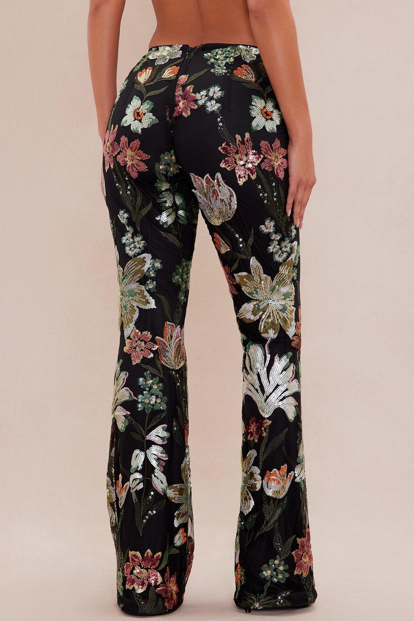 Florencia Embellished Flare Pant - Black/combo Product Image