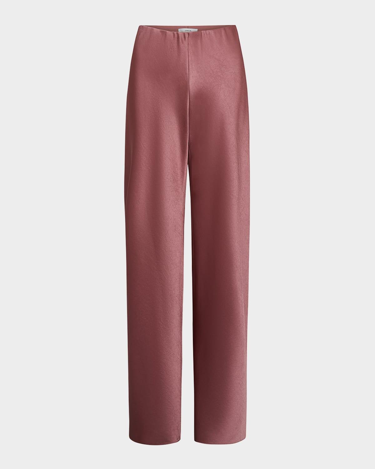 Fluid Bias-Cut Crushed Satin Pants Product Image