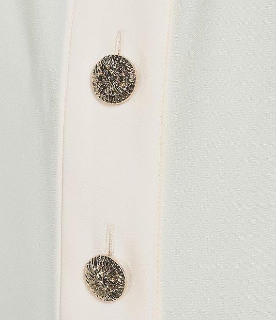 Anne Klein Mandarin Collar Flutter Short Sleeve Button Front Top Product Image