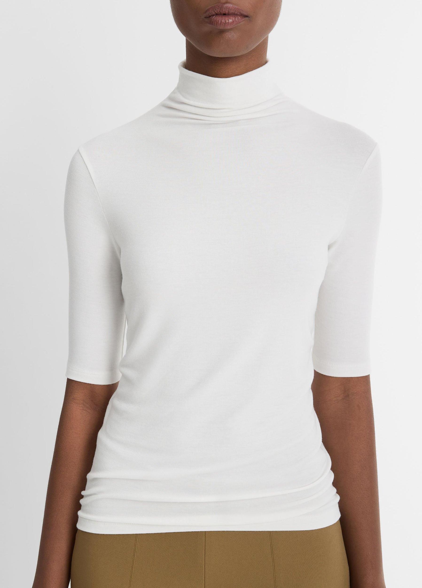 Womens Elbow-Sleeve Turtleneck, Off White, Size XS Vince Product Image