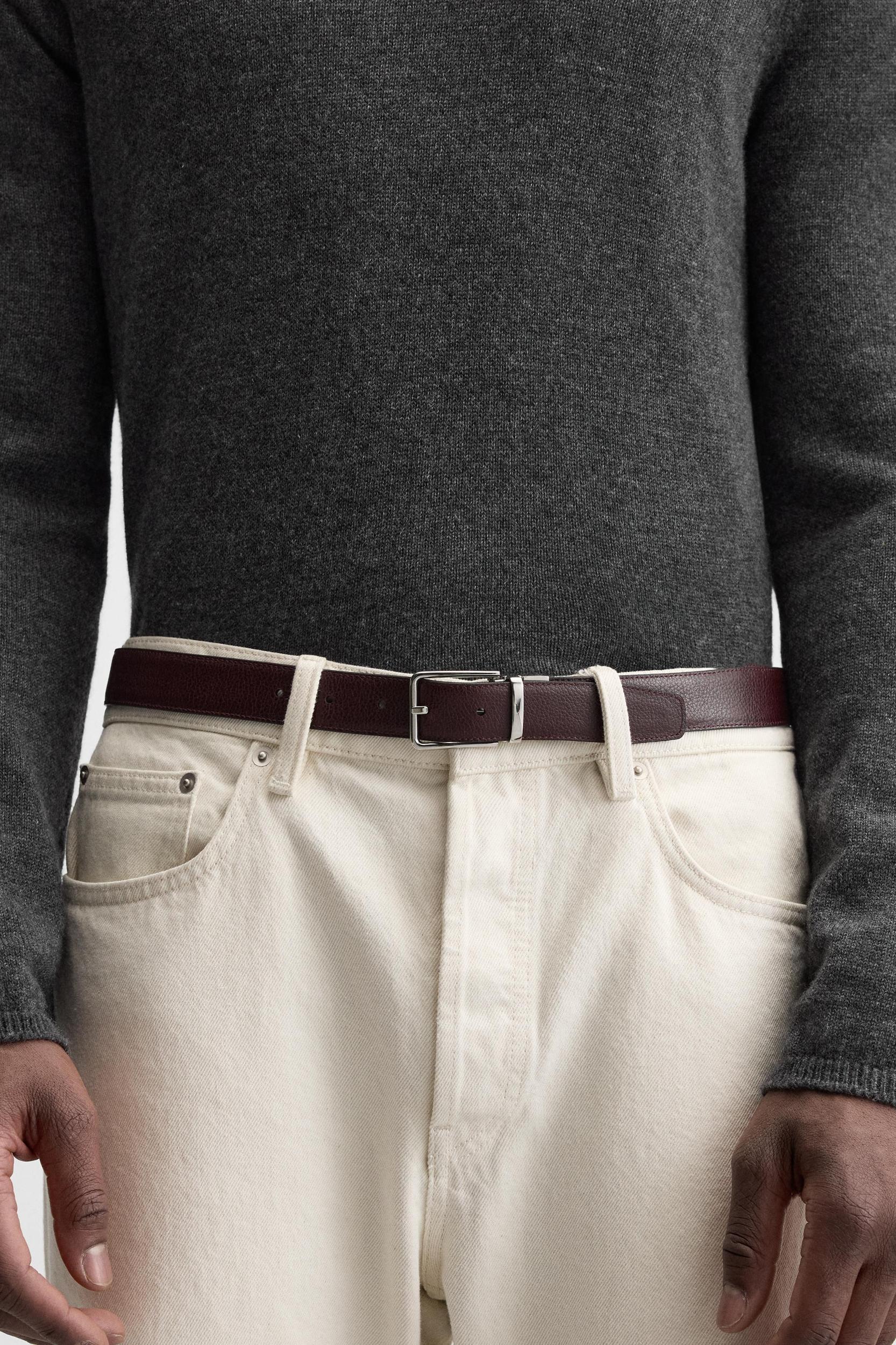 REVERSIBLE CONTRAST LEATHER BELT Product Image