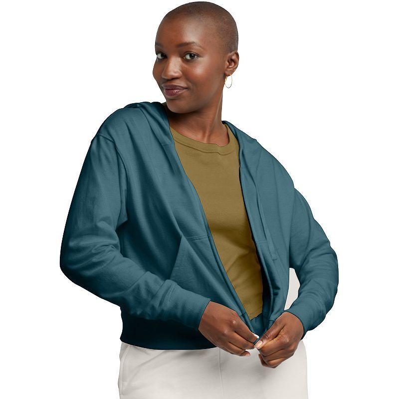 Women's Hanes® Originals Full-Zip French Terry Hoodie, Size: Medium, Black 50r Pe Grey Product Image